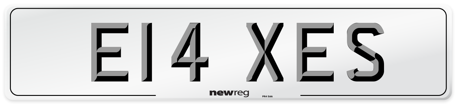 E14 XES Number Plate from New Reg